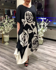 Lässiges Kleid mit Rosendruck