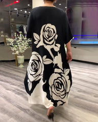 Lässiges Kleid mit Rosendruck