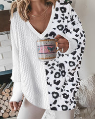 Pullover mit V-Ausschnitt und Animal-Print