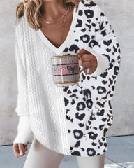 Pullover mit V-Ausschnitt und Animal-Print