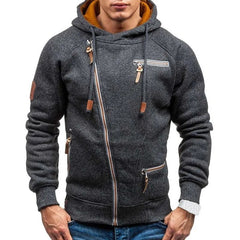 Stylische Kapuzenjacke mit schrägem Reißverschluss für Herren