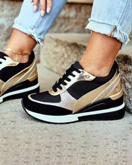 Paljetter plattform wedge sneakers