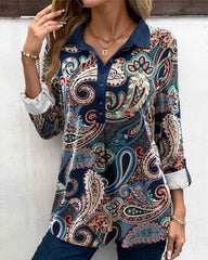 Reversbluse mit Paisley-Print