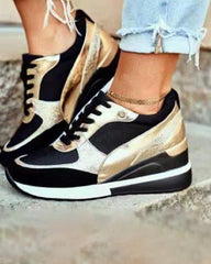 Paljetter plattform wedge sneakers