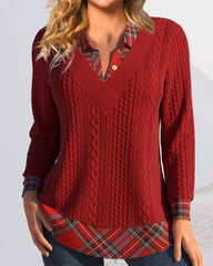 Karierter Pullover mit Patchwork