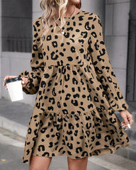 Langarmkleid mit Leopardenmuster