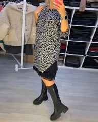 Slim-Fit-Kleid mit Leopardenmuster