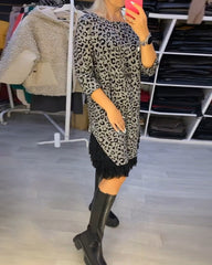 Slim-Fit-Kleid mit Leopardenmuster