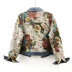 Jeansjacke mit Blumenmuster für Damen