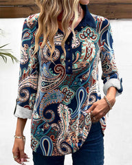 Reversbluse mit Paisley-Print