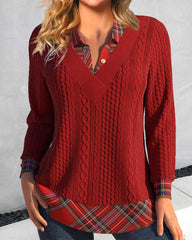 Karierter Pullover mit Patchwork