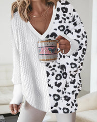 Pullover mit V-Ausschnitt und Animal-Print