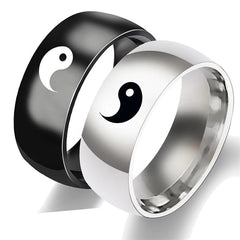 Antonios Yin Yang rostfritt stål ring män