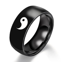 Antonios Yin Yang rostfritt stål ring män