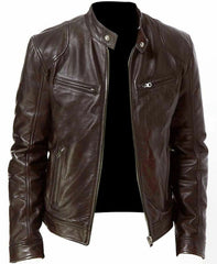 Ethan - Läderjacka för motorcykel för män, slim fit, kort jacka
