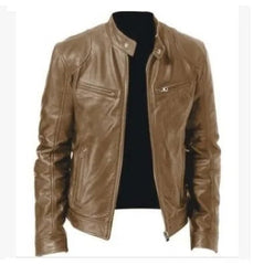 Ethan - Läderjacka för motorcykel för män, slim fit, kort jacka