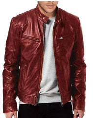 Ethan - Läderjacka för motorcykel för män, slim fit, kort jacka